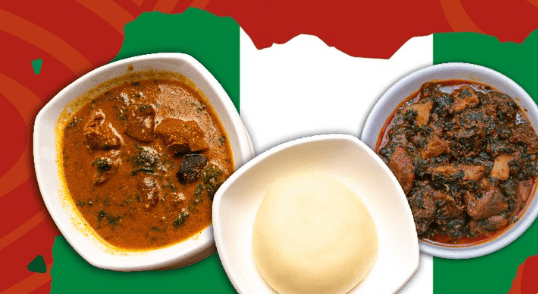 Eba and Vegetable Soup & Ogbono Soup