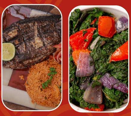 Grilled Fish with Rice and Spinach Sauce